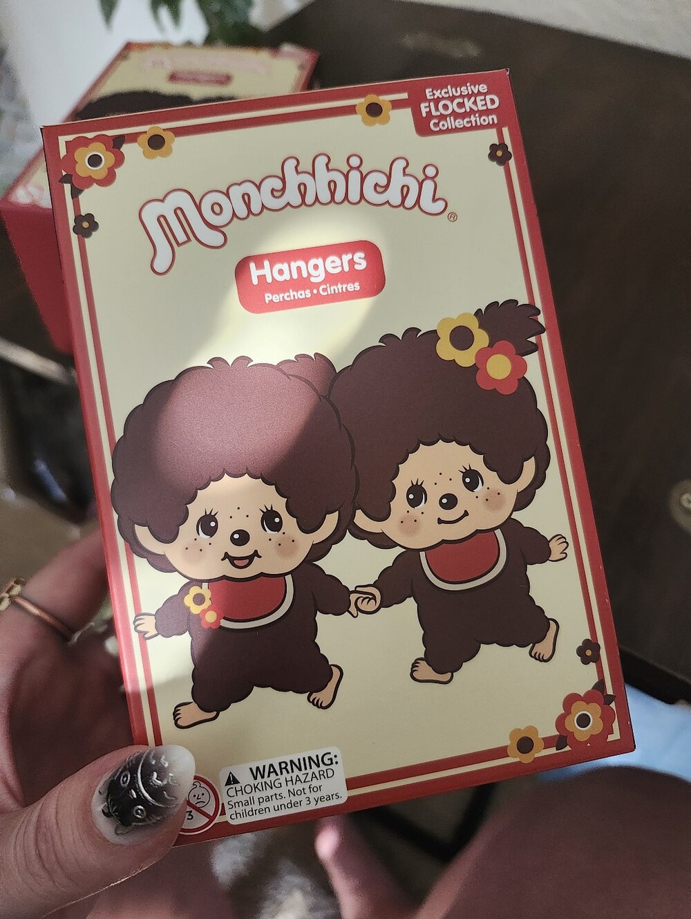 Monchhichi Flocked Hangers - Brown & Red